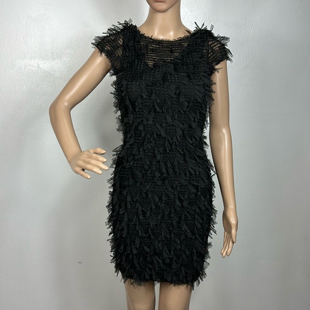 Dixie Short Sleeve Stretchy Cocktail Christmas Mini Dress In Black Size S